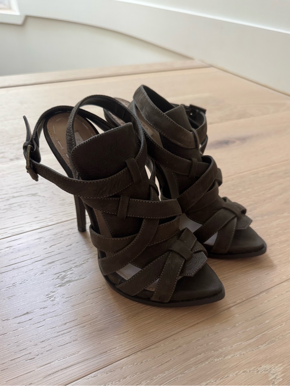 Zara Leather Heels Sandals - Size 38 (7.5)